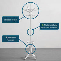 Perchero de pie Thonet 12 brazos con paragüero