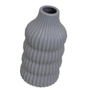 Set de 3 jarrones diseño acanalado de cerámica gris y beige