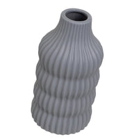 Set de 3 jarrones diseño acanalado de cerámica gris y beige