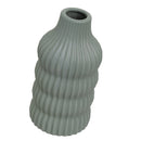 Set de 3 jarrones diseño acanalado de cerámica gris y beige