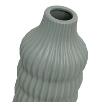 Set de 3 jarrones diseño acanalado de cerámica gris y beige