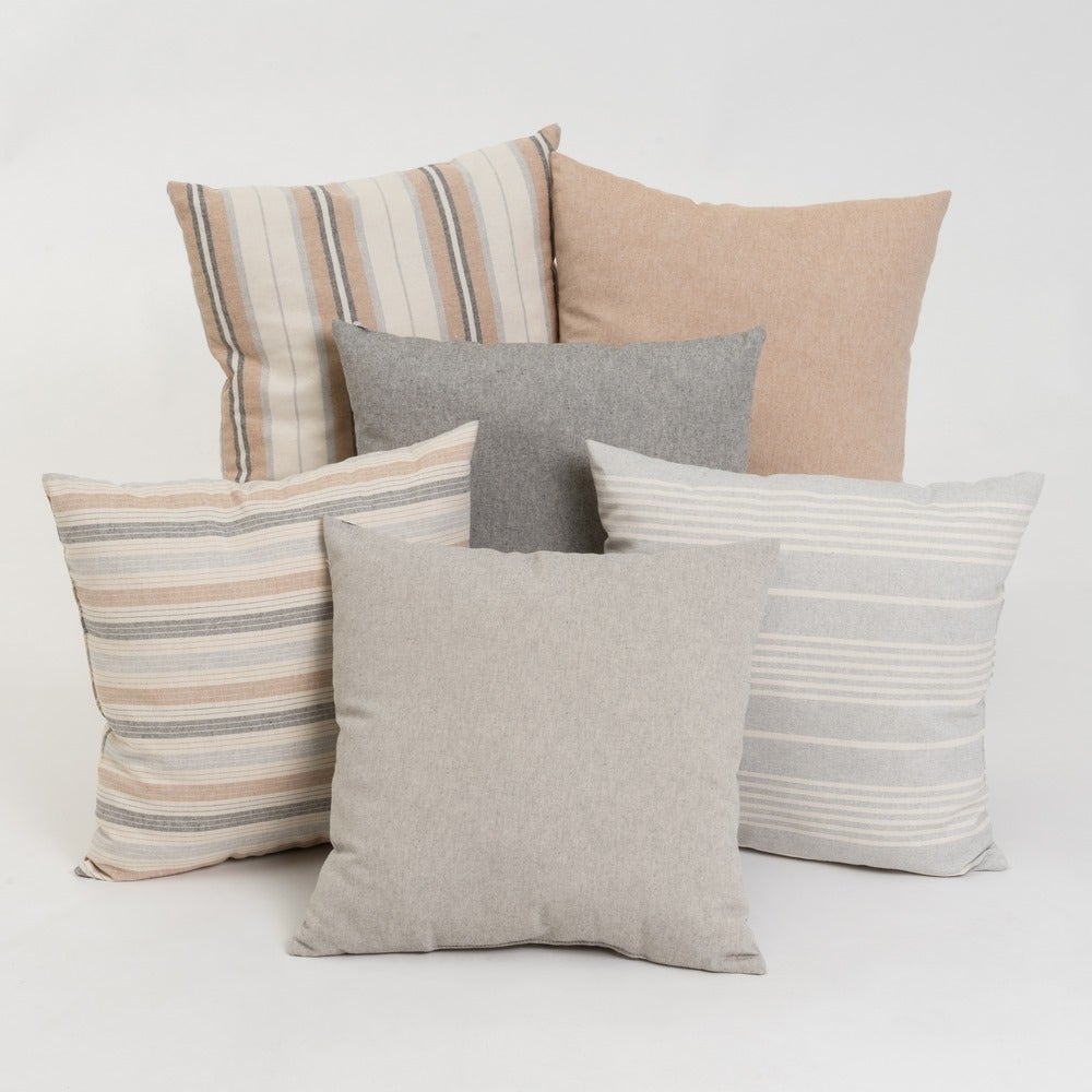 Set 6 cojines decorativos de 45x45 cm marrón y gris con relleno