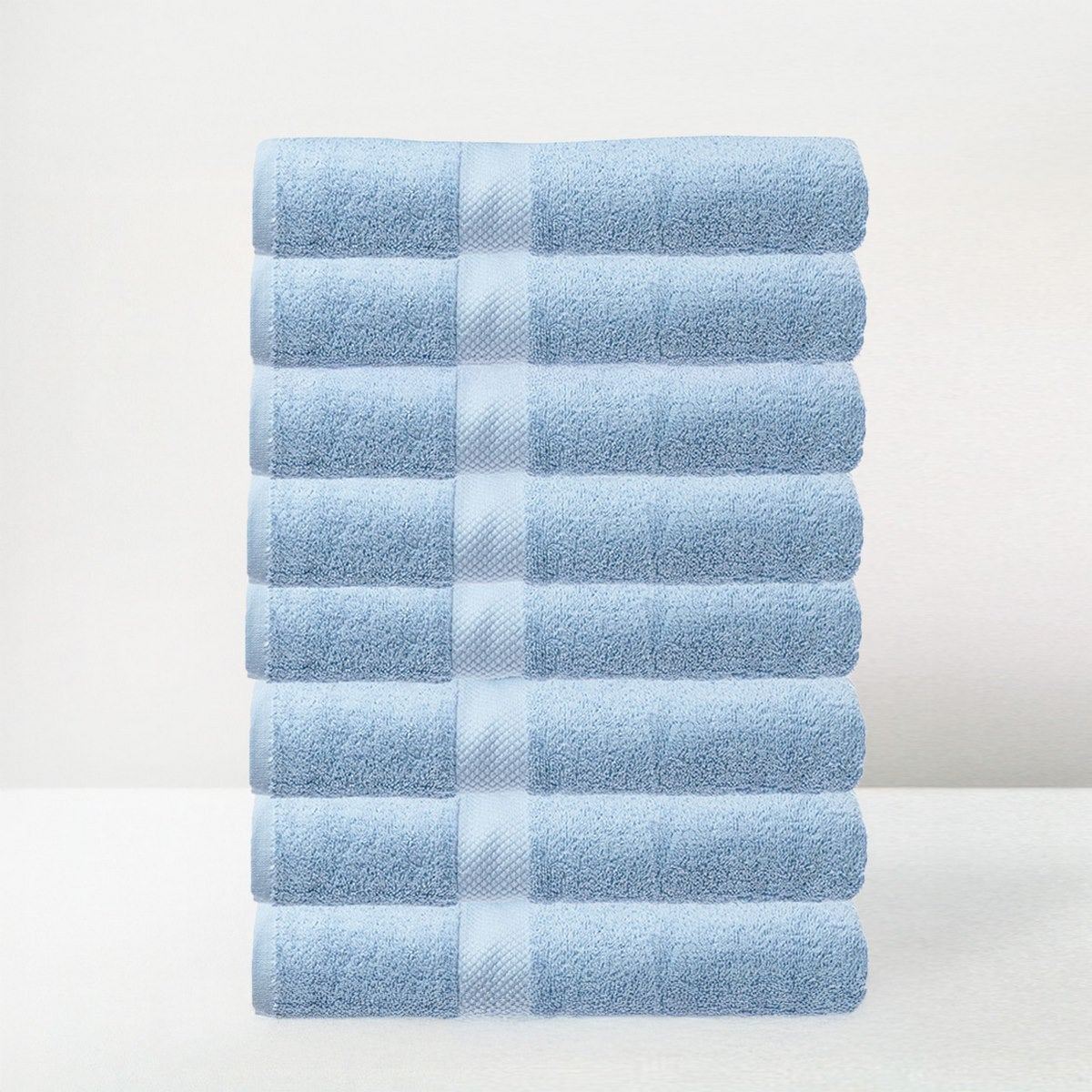 Juego de 8 toallas de baño color azul de 140x70 cm de 550gr/m²