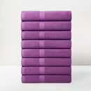 Juego de 8 toallas de baño color violeta de 140x70 cm de 550gr/m²
