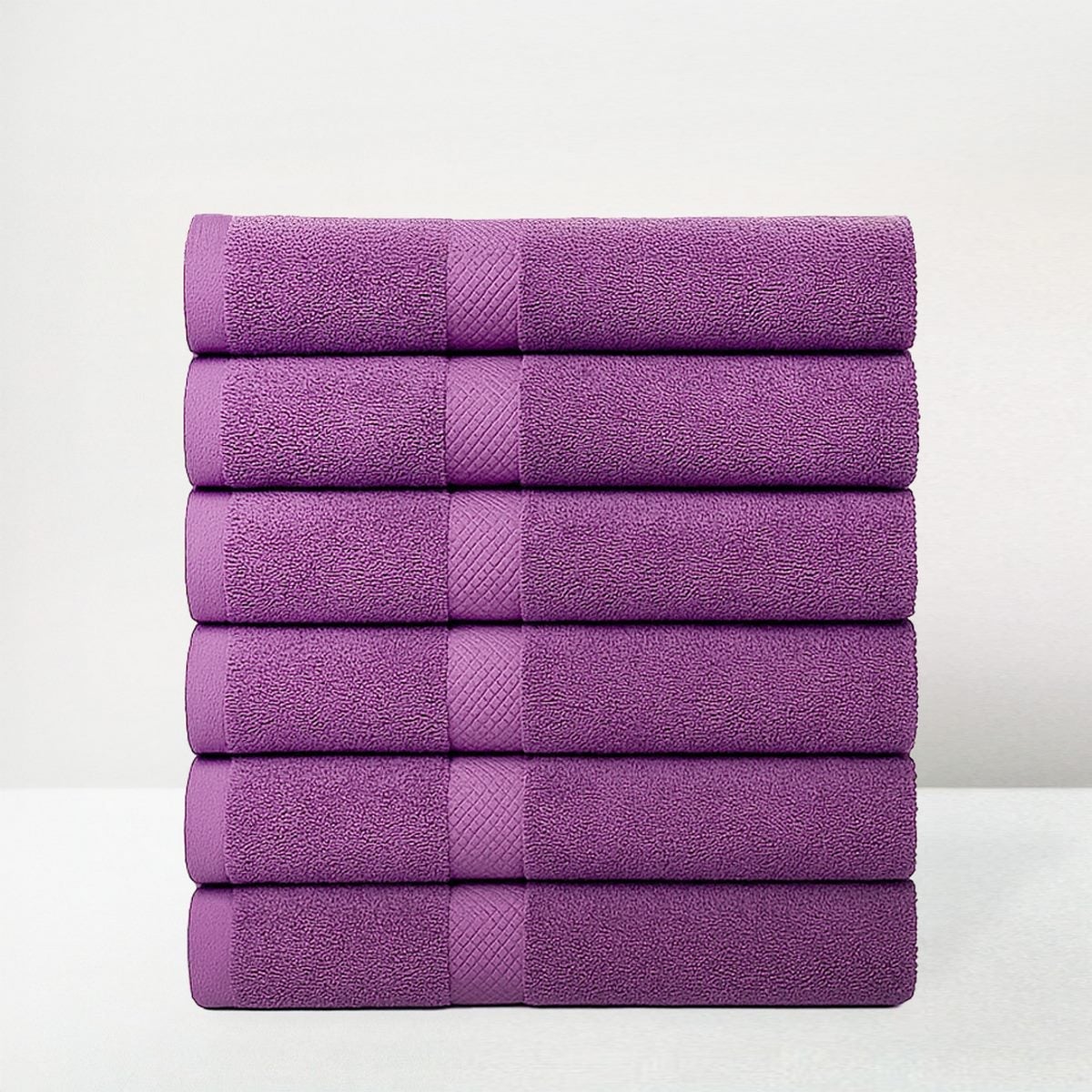 Juego de 6 toallas de sábana color violeta de 150x100 cm de 550gr/m²