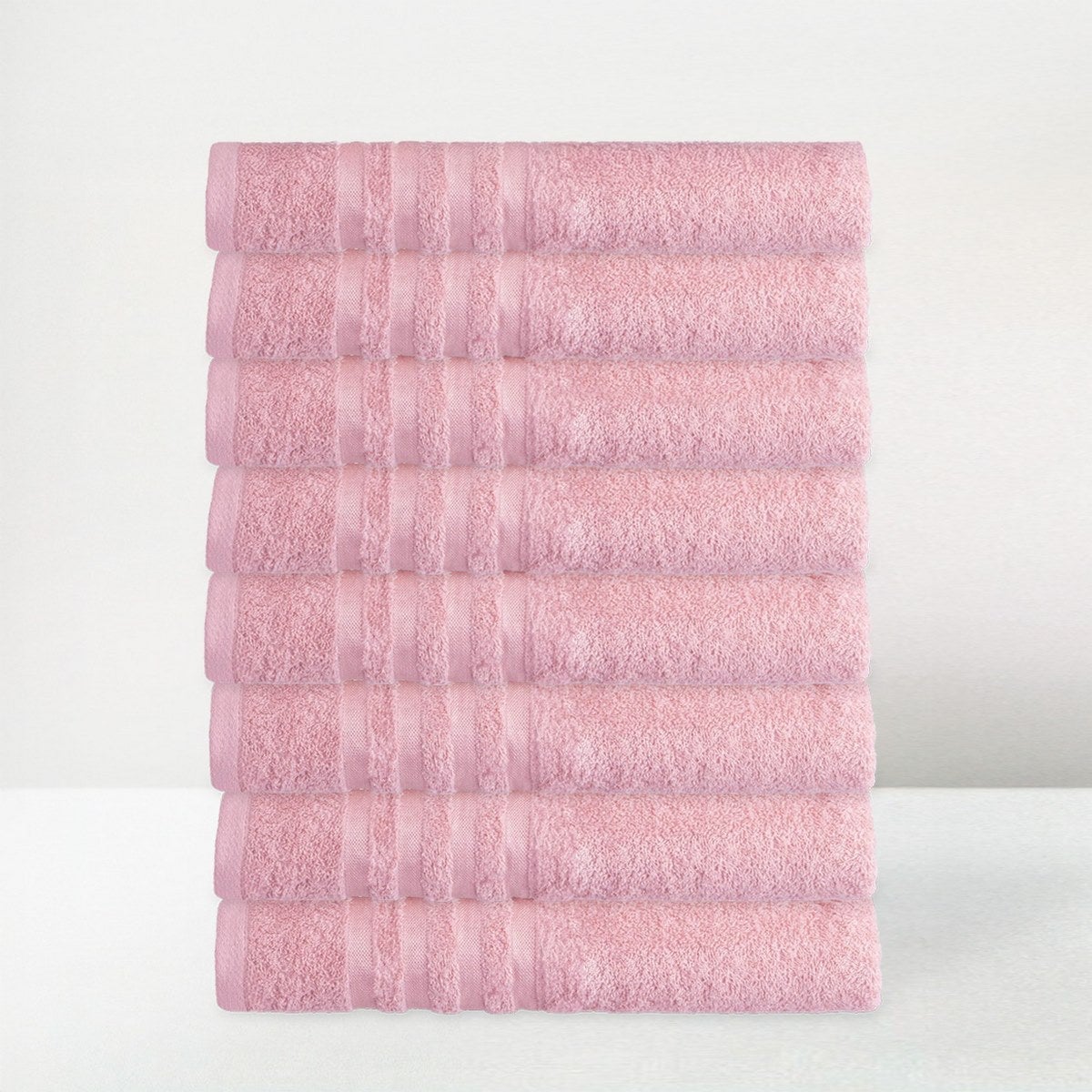 Juego de 8 toallas de baño color rosa de 140x70 cm de 450gr/m²