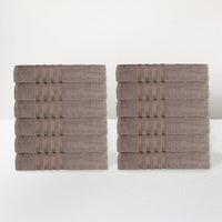 Set 12 Toallas Mano 100x50cm 100% Algodón 450g Marrón