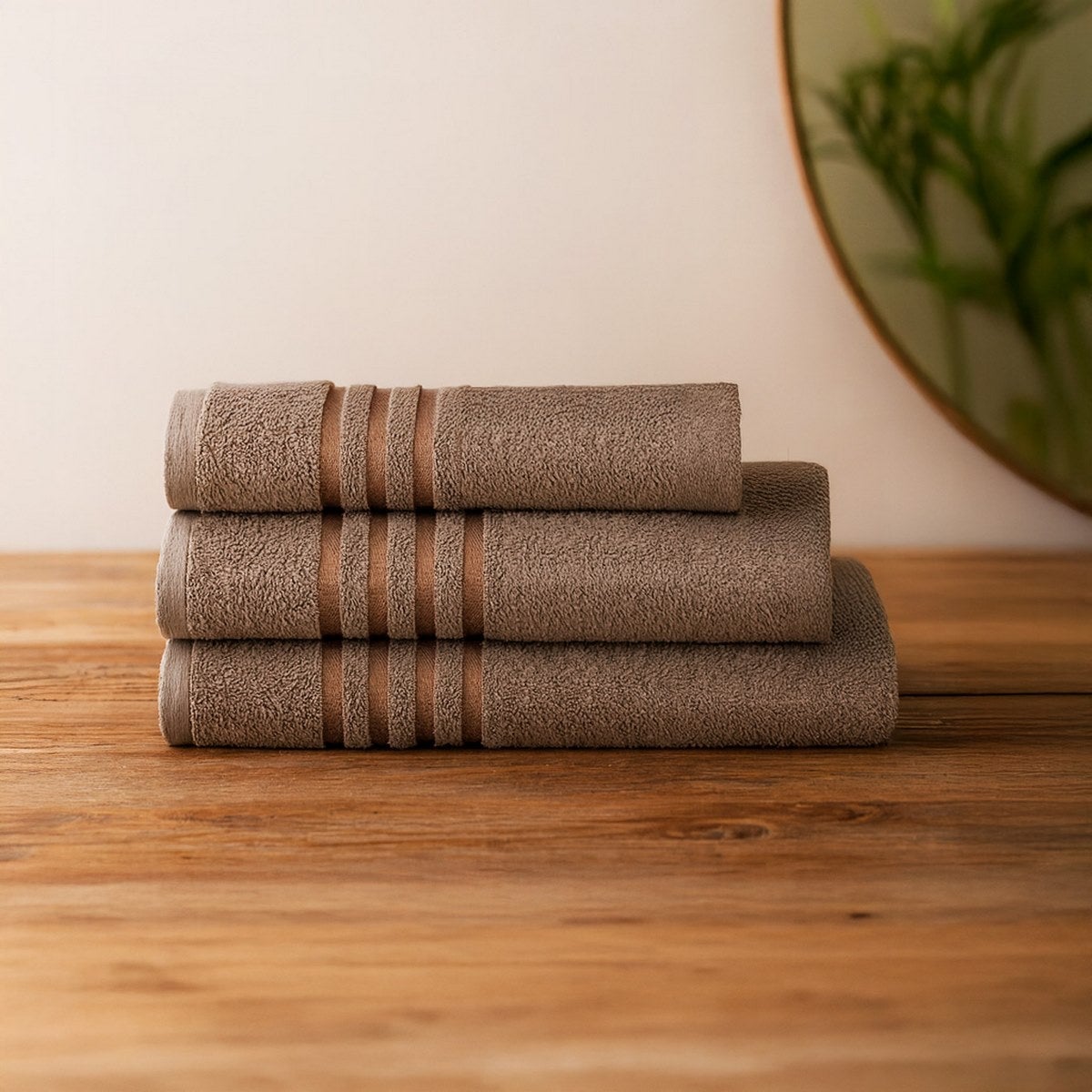 Set 12 Toallas Mano 100x50cm 100% Algodón 450g Marrón
