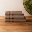 Set 12 Toallas Mano 100x50cm 100% Algodón 450g Marrón