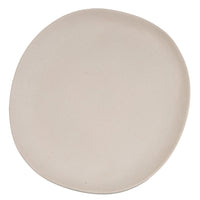 Juego de 12 platos llanos de melamina beige de 28 cm