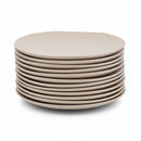 Juego de 12 platos llanos de melamina beige de 28 cm