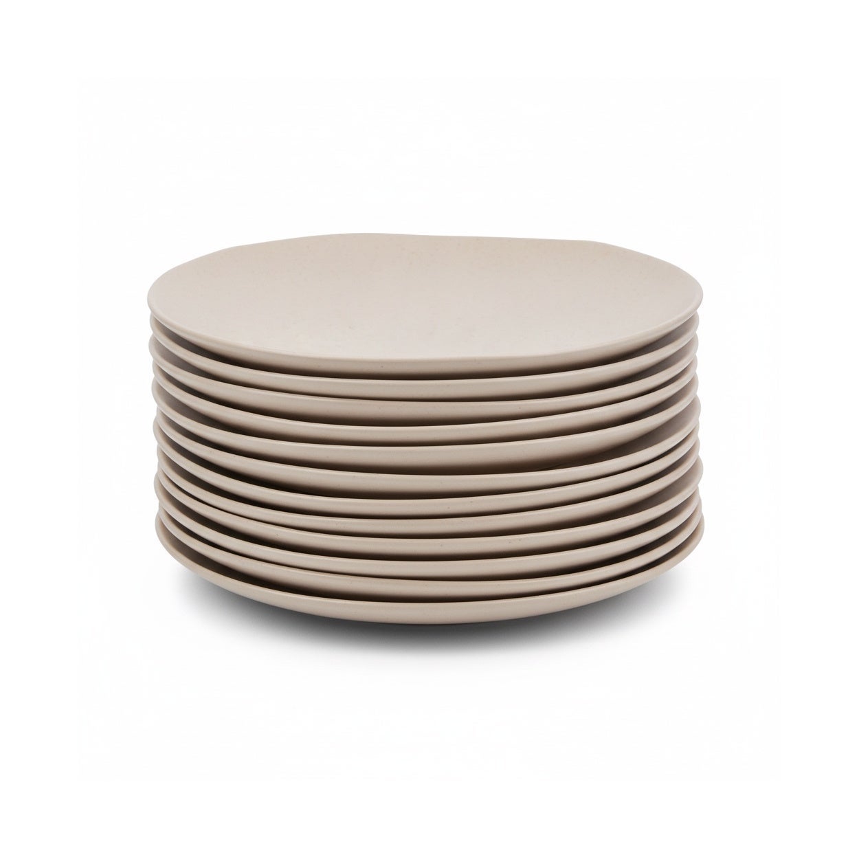 Juego de 12 platos postre de melamina beige de 20 cm