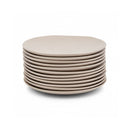 Juego de 12 platos postre de melamina beige de 20 cm