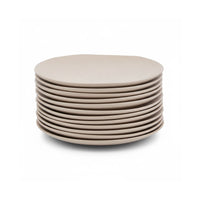 Juego de 12 platos postre de melamina beige de 20 cm