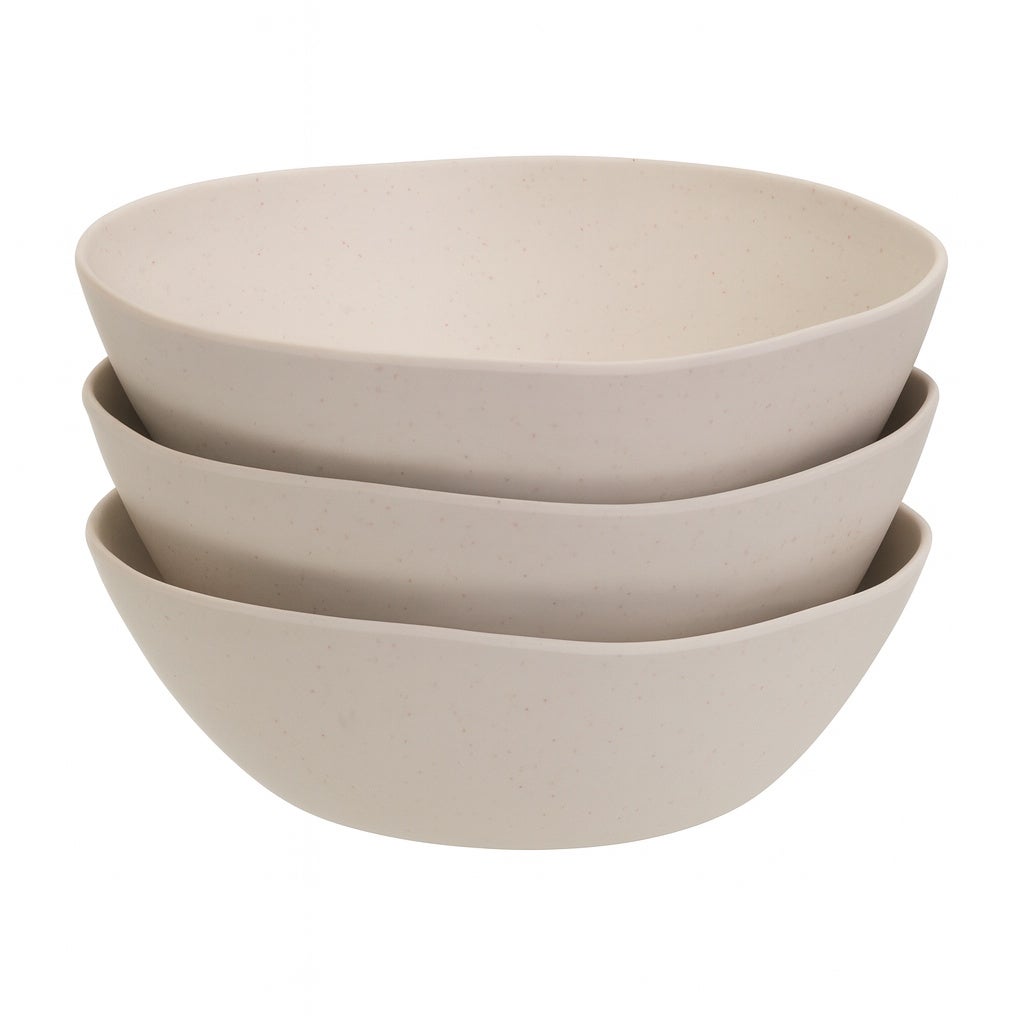 Juego de 3 ensaladeras de melamina beige de 23 cm