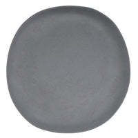 Juego de 12 platos llanos de melamina gris de 28 cm