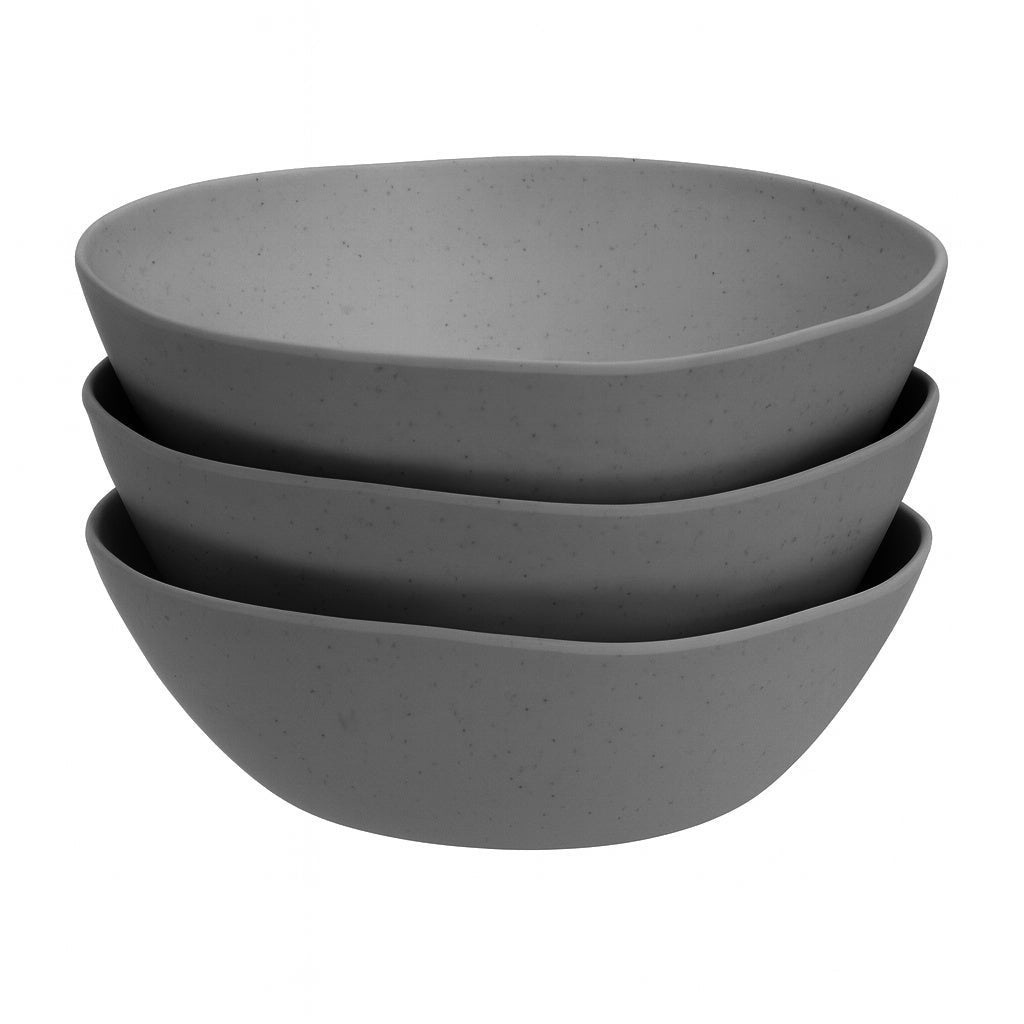 Juego de 3 ensaladeras de melamina gris de 23 cm