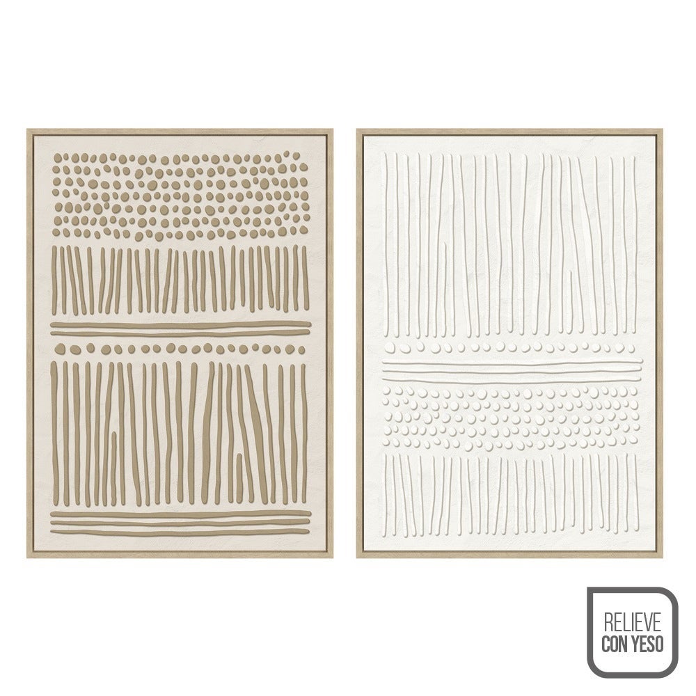 Set 2 cuadros abstractos decorativos beige