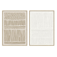 Set 2 cuadros abstractos decorativos beige