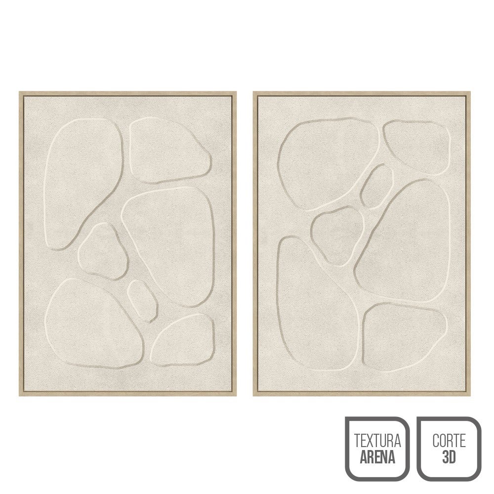 Set 2 cuadros abstractos decorativos beige