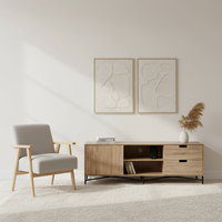 Set 2 cuadros abstractos decorativos beige