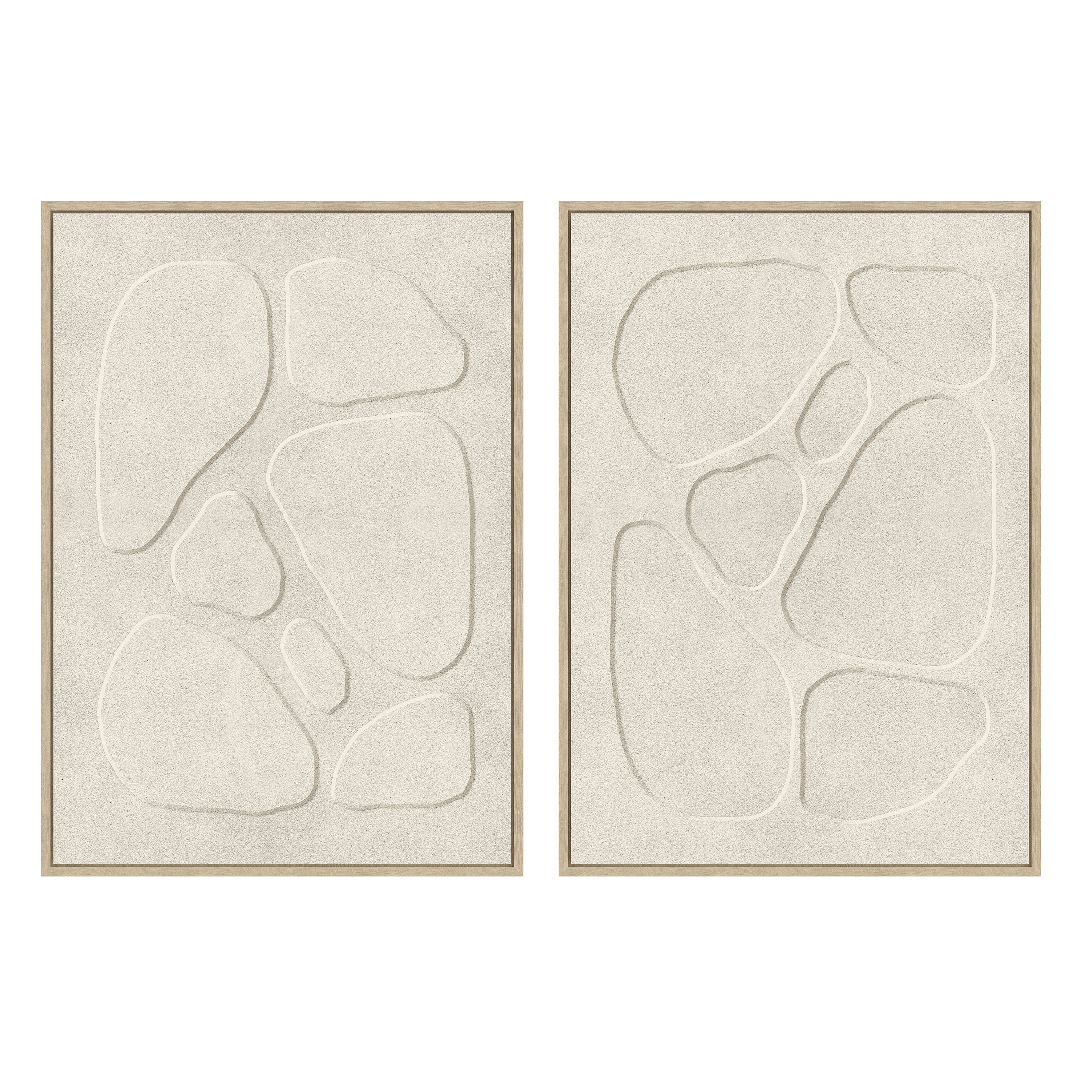 Set 2 cuadros abstractos decorativos beige