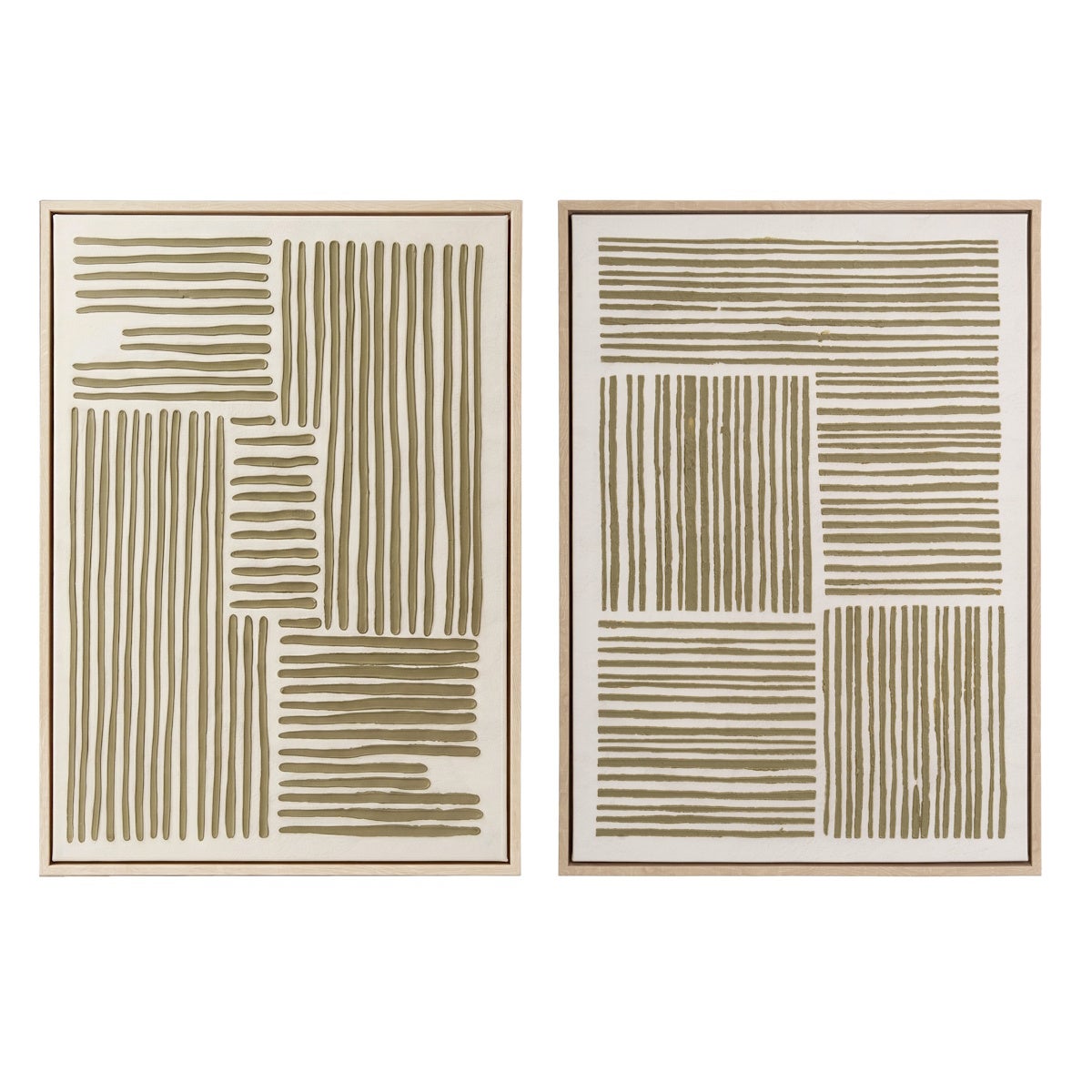Set 2 cuadros abstractos decorativos beige con marco de 70x50 cm