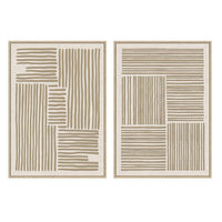 Set 2 cuadros abstractos decorativos beige