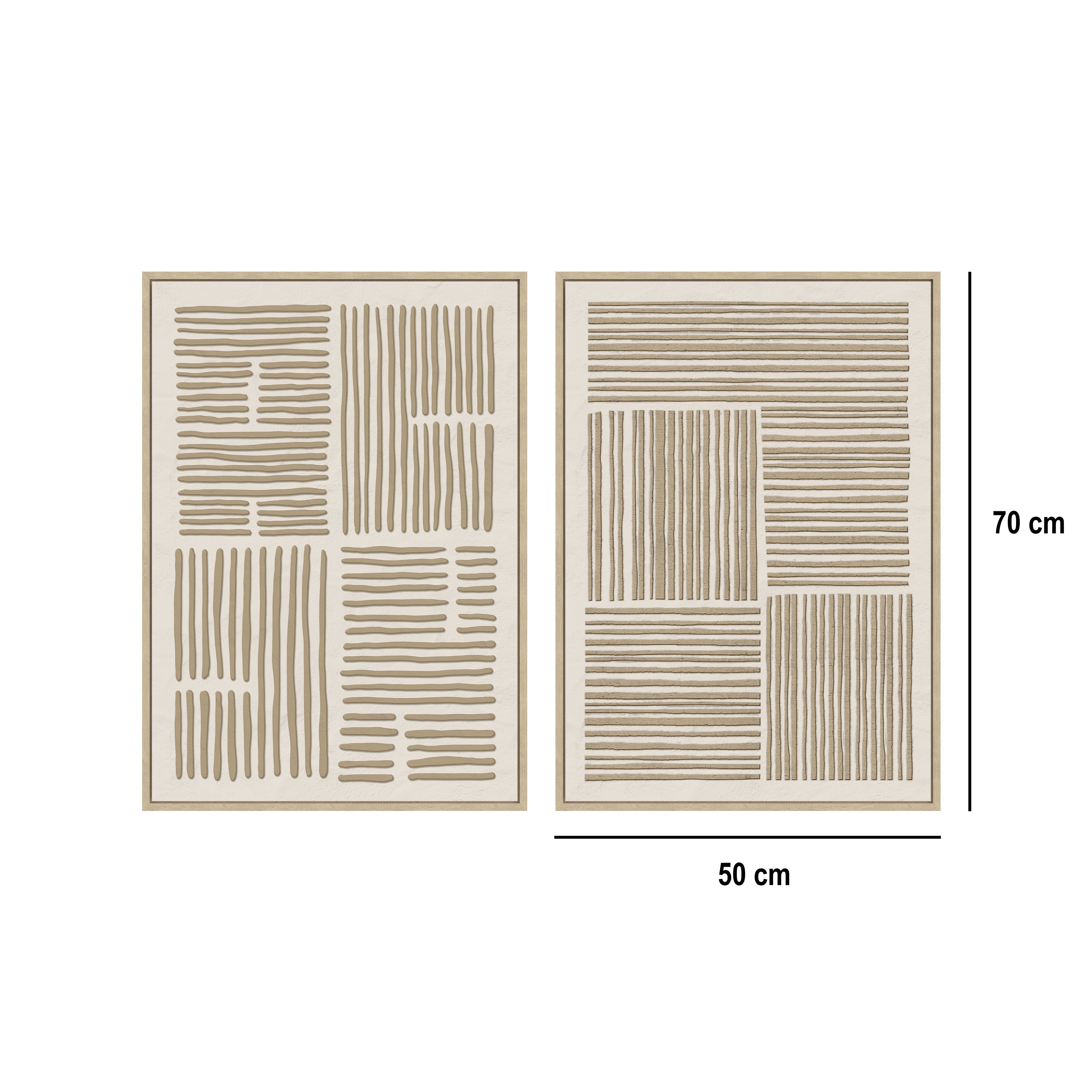 Set 2 cuadros abstractos decorativos beige