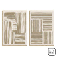 Set 2 cuadros abstractos decorativos beige
