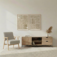 Set 2 cuadros abstractos decorativos beige