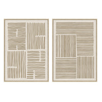 Set 2 cuadros abstractos decorativos beige