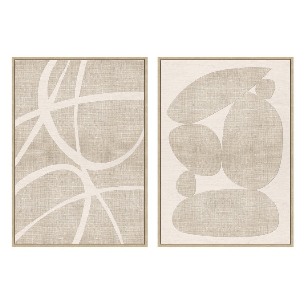 Set 2 cuadros abstractos decorativos beige
