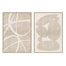 Set 2 cuadros abstractos decorativos beige
