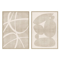 Set 2 cuadros abstractos decorativos beige