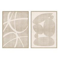 Set 2 cuadros abstractos decorativos beige