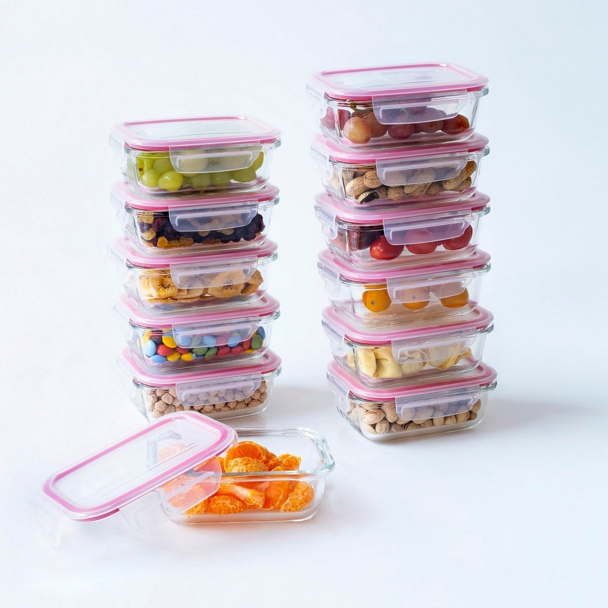 Set 12 Tapers de Cristal de Borosilicato Transparente con Válvula de 1500 ml