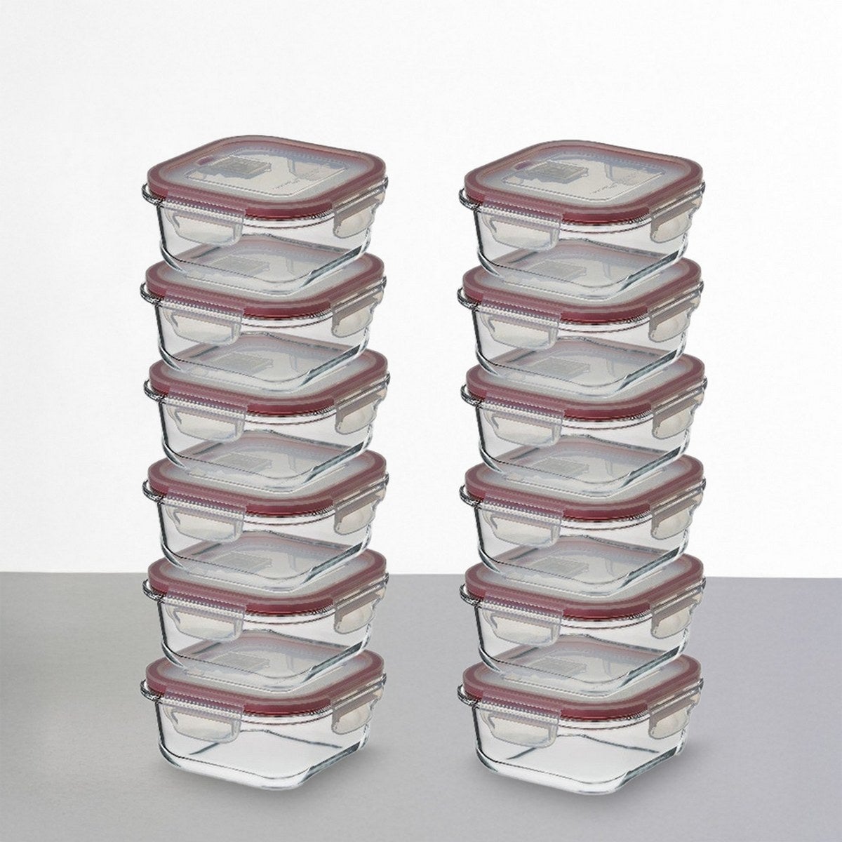 Set 12 Tapers de Cristal de Borosilicato Transparente con Válvula de 800 ml