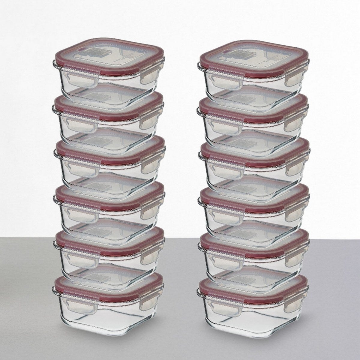 Set 12 Tapers de Cristal de Borosilicato Transparente con Válvula de 1100 ml