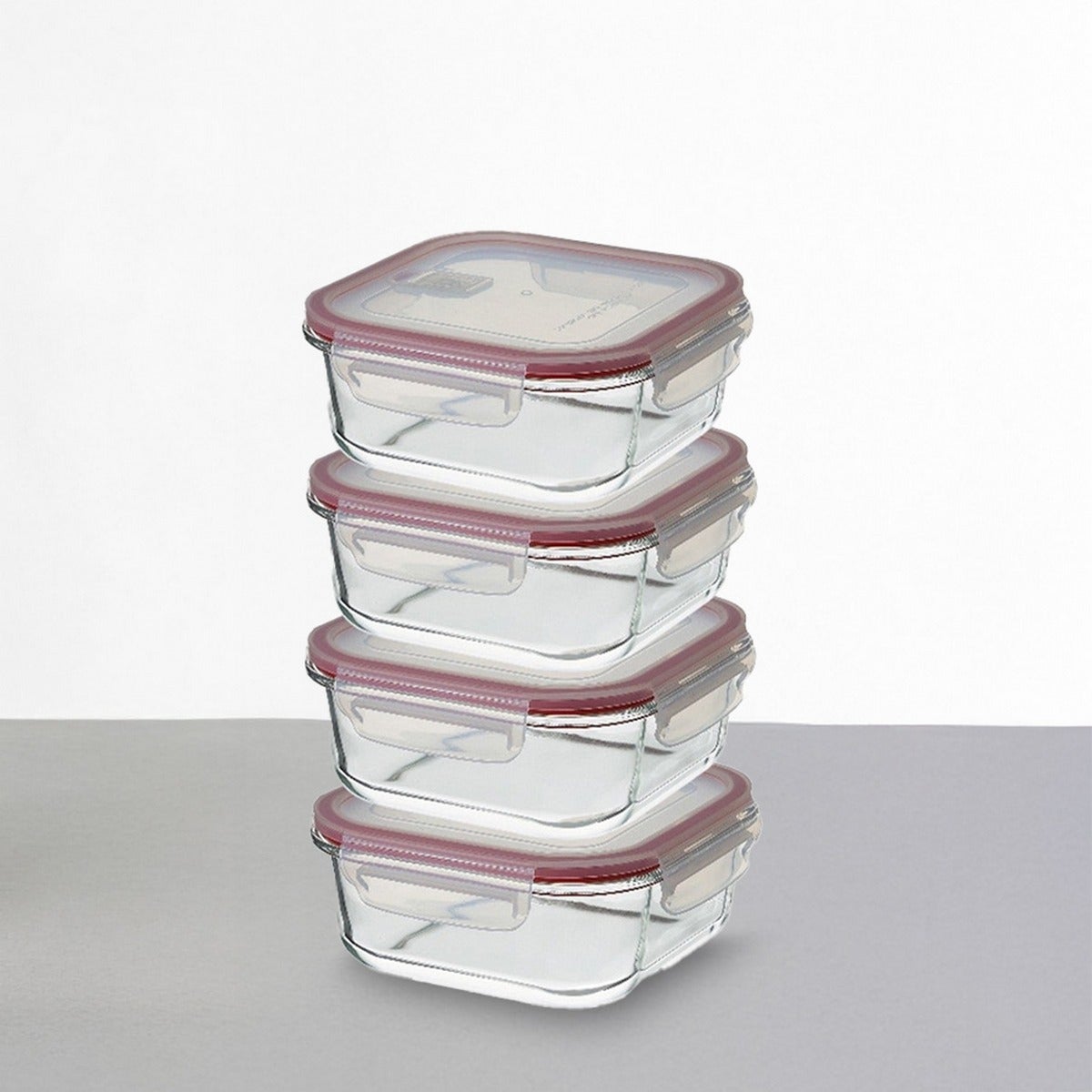 Set 4 Tapers de Cristal de Borosilicato Transparente con Válvula de 1100 ml