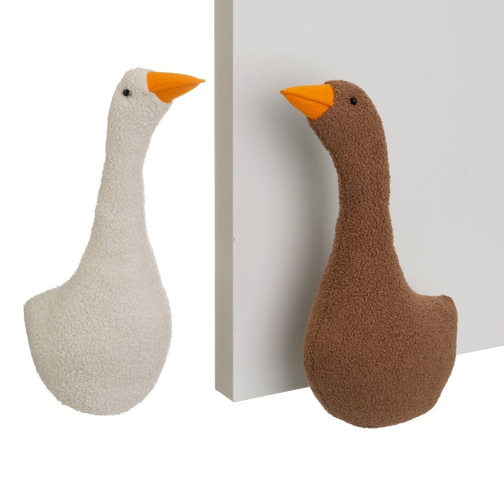 Set de 2 Topes de Puerta Ganso en Tela y Gravilla 27x11x39 cm
