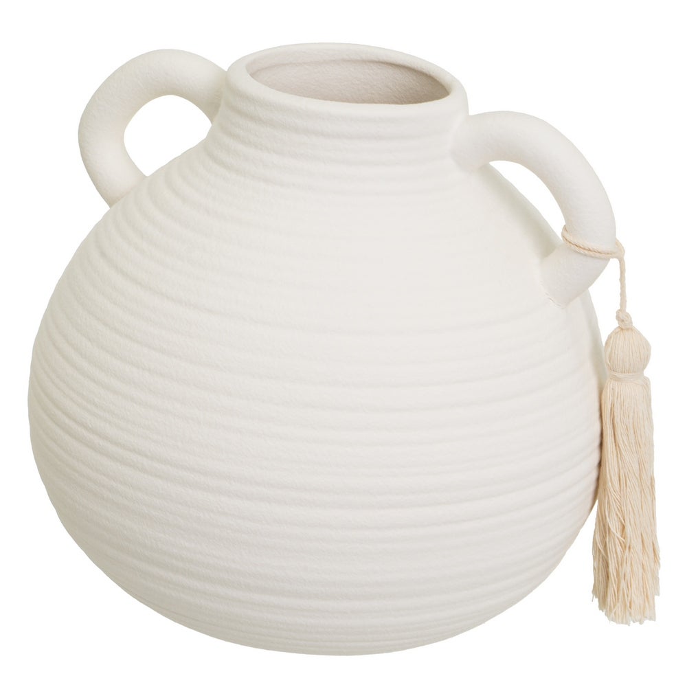 Set de 2 Jarrones de Ceramica Blanco y Marrón 17x17x15 cm