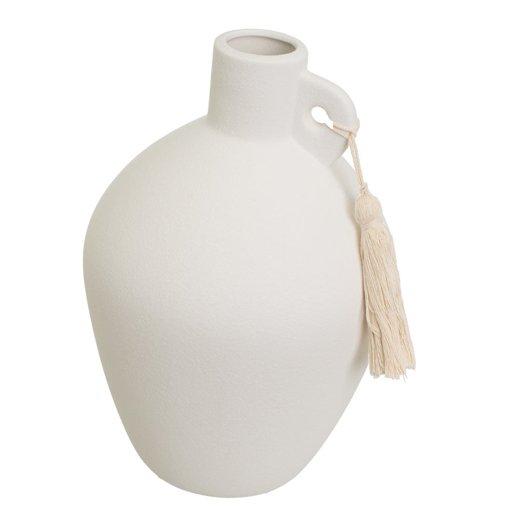 Set de 2 Jarrones de Ceramica Blanco y Marrón 15x15x22 cm