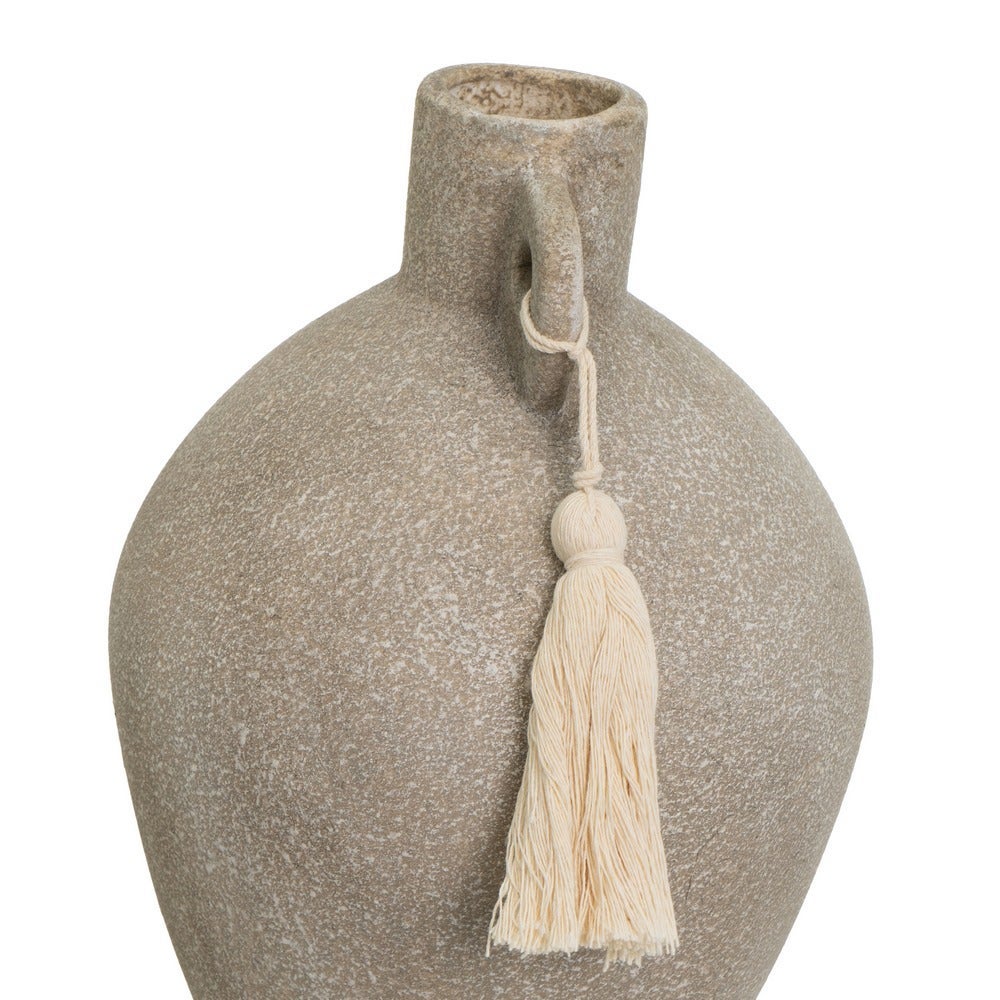 Set de 2 Jarrones de Ceramica Blanco y Marrón 15x15x22 cm