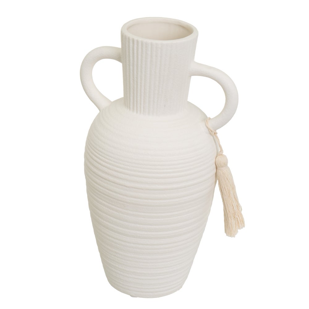 Set de 2 Jarrones de Ceramica Blanco y Marrón 16x13x27 cm