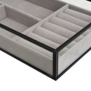 Set de 2 Bandejas Joyero de Metal y Cristal Negro y Dorado 25x14 cm