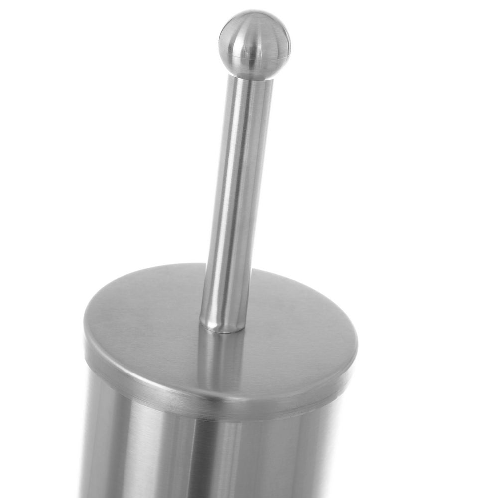 Escobillero cilíndrico plateado de acero inoxidable