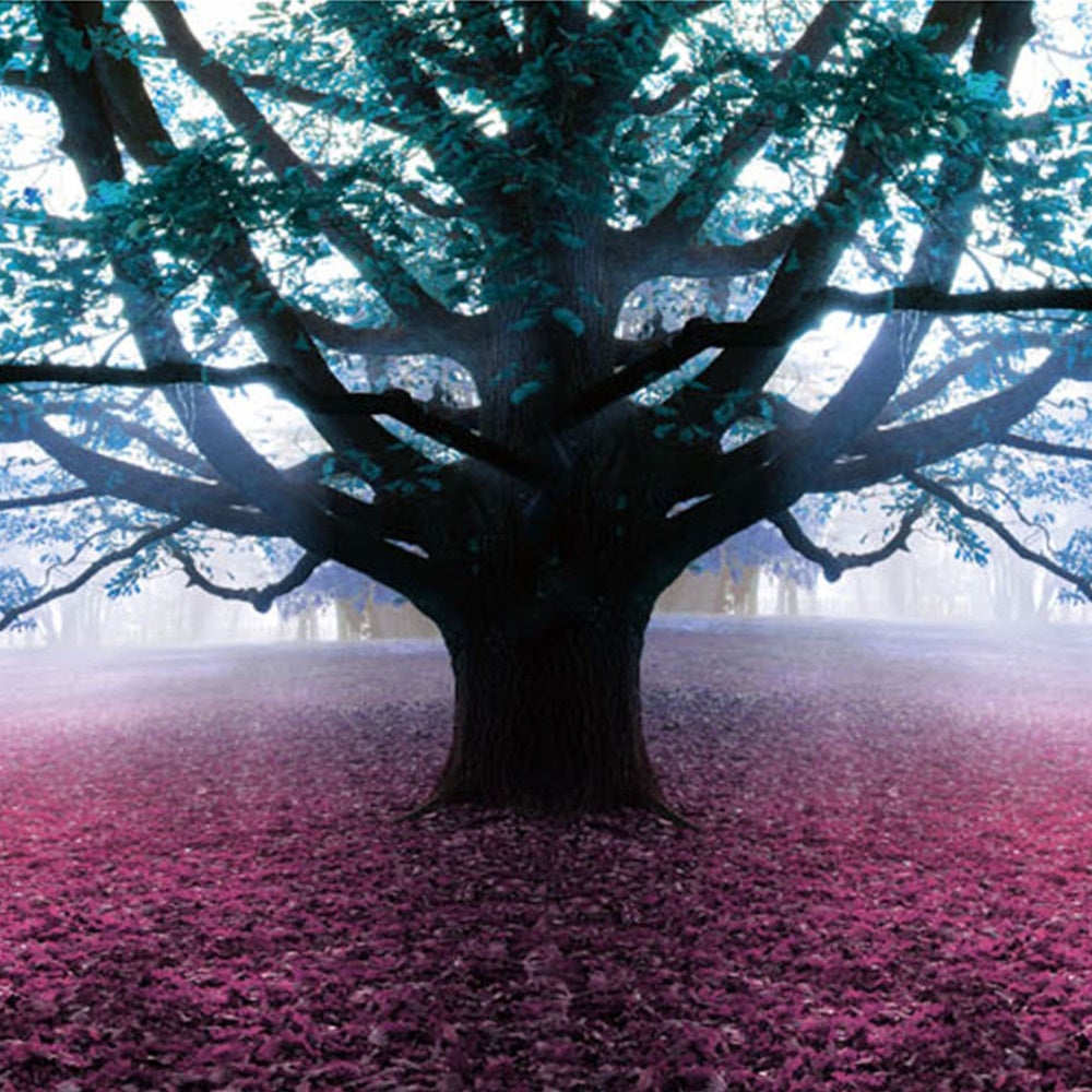 Cuadro de Árbol de la Vida en lienzo azul de 150x50 cm