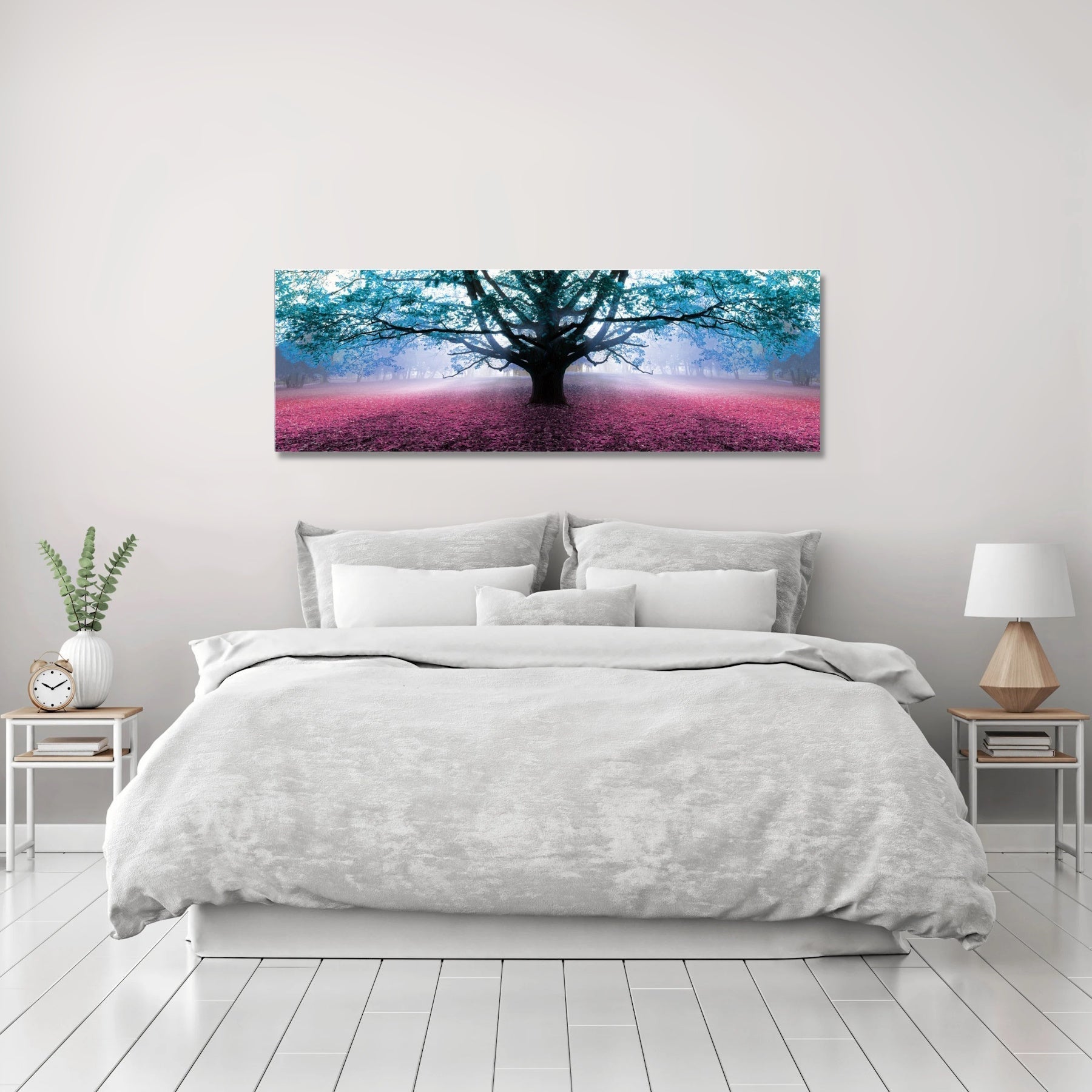 Cuadro de Árbol de la Vida en lienzo azul de 150x50 cm