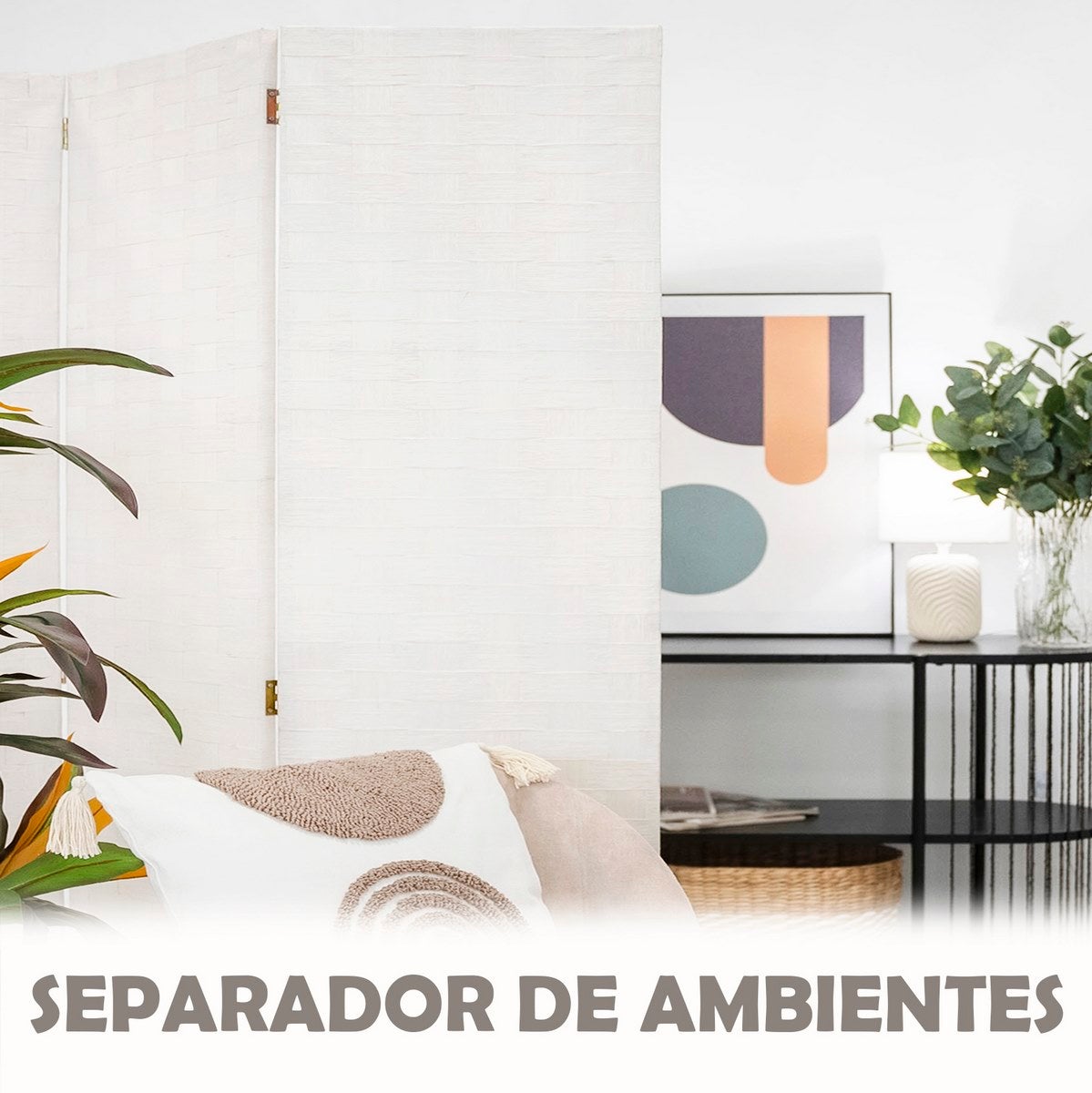 Biombo plegable laminado blanco